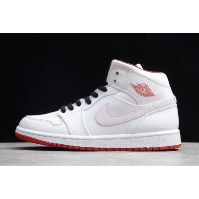 Nike Air Jordan 1 Retro Mid Beyaz / Kırmızı / Siyah Basketbol Ayakkabısı Türkiye - 39DUWE1C